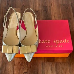 Kate spade gold glitter heels
